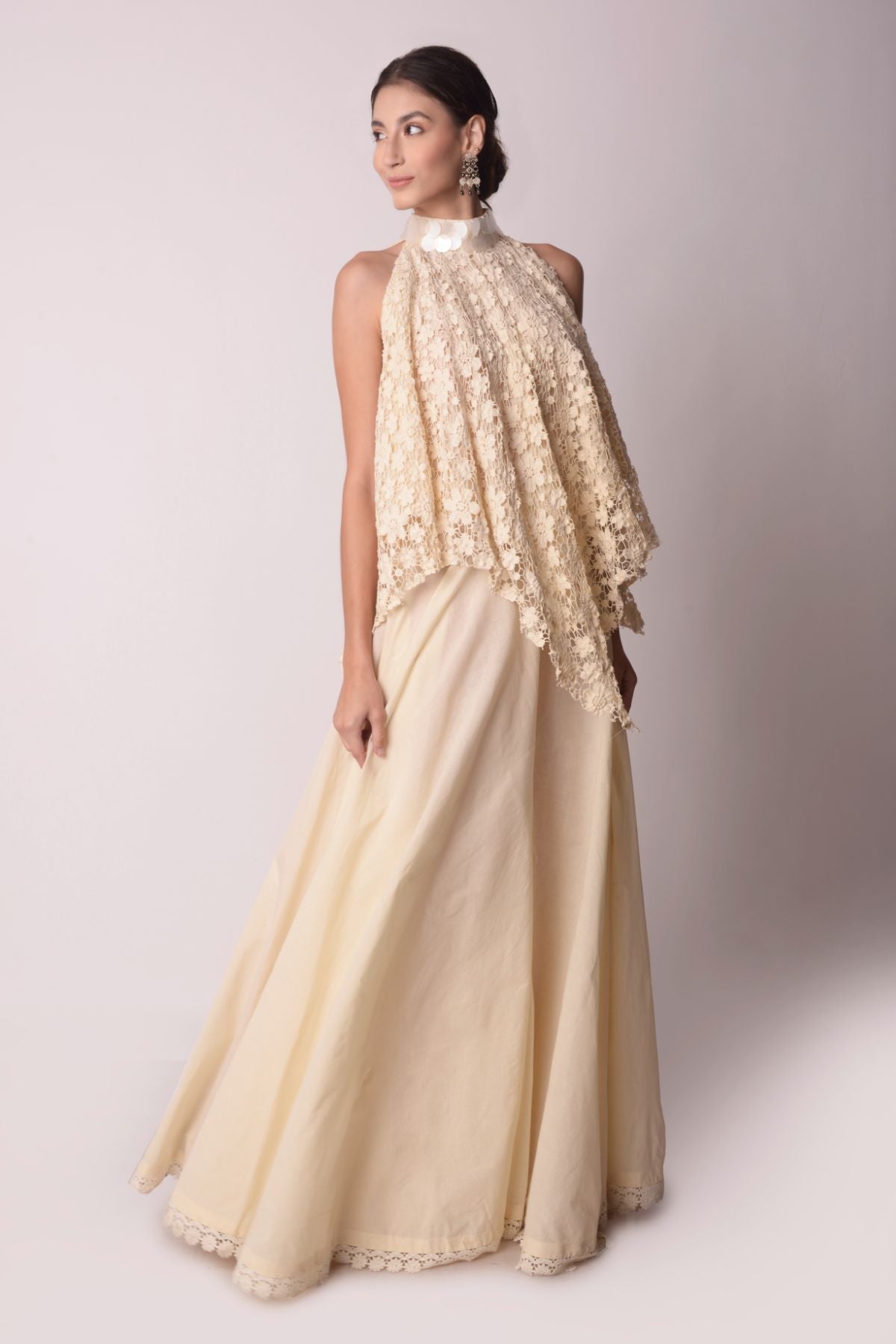 Flared Cutwork  Halter Top With Bias Sharara