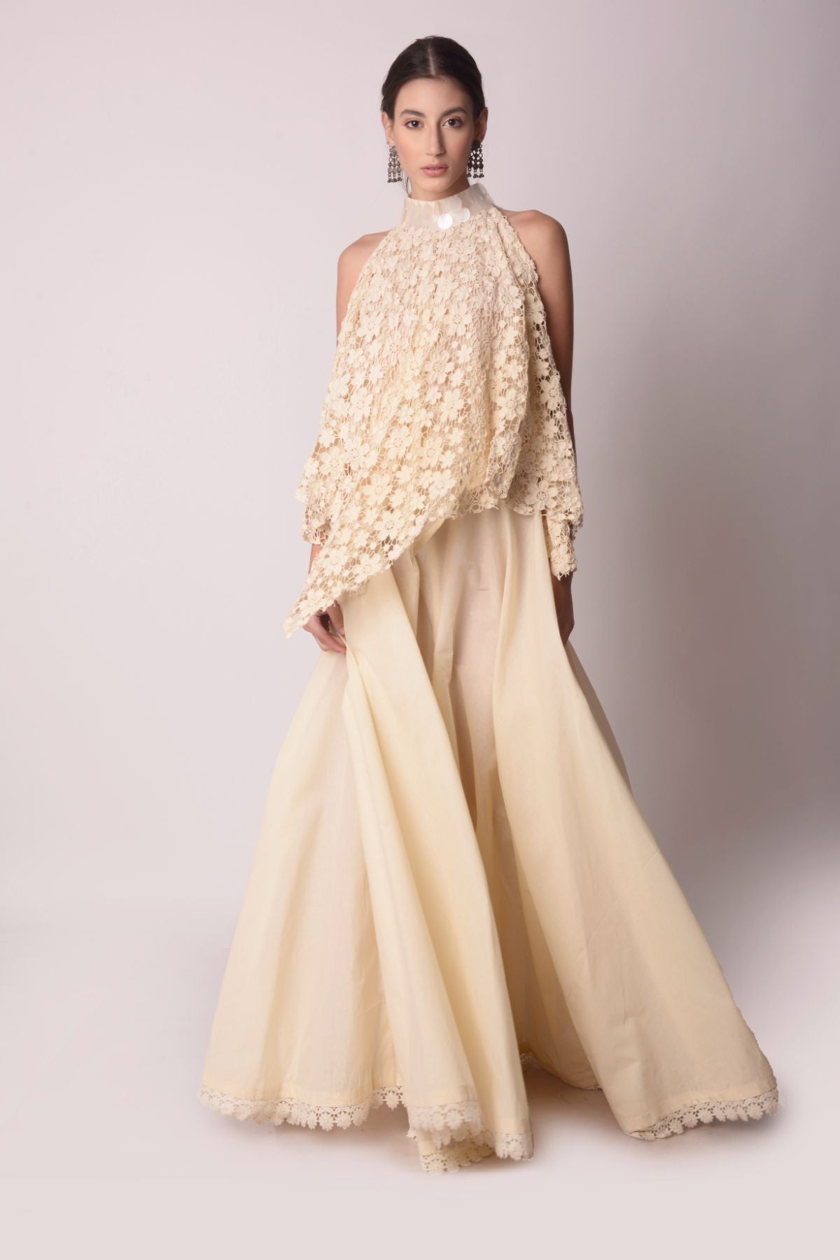 Flared Cutwork  Halter Top With Bias Sharara