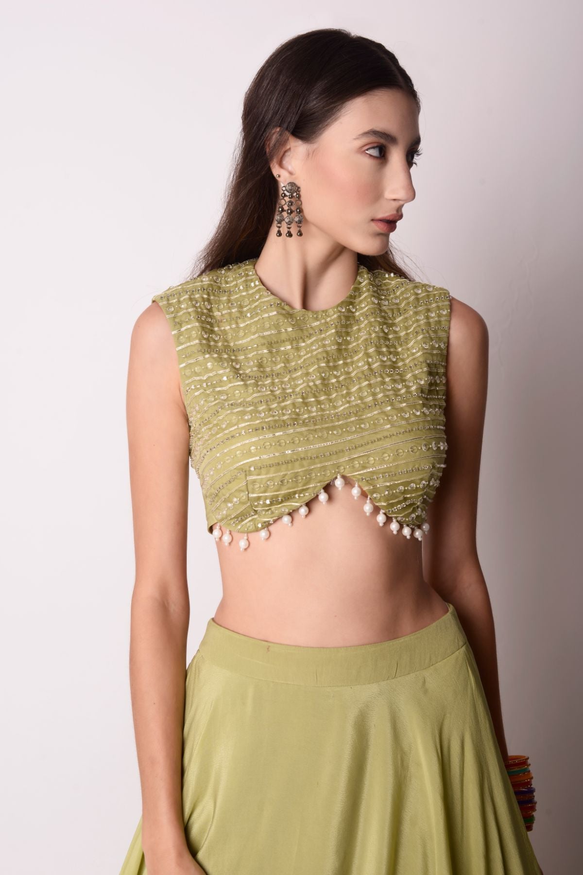 Asymmetrical Layered Lehenga Set