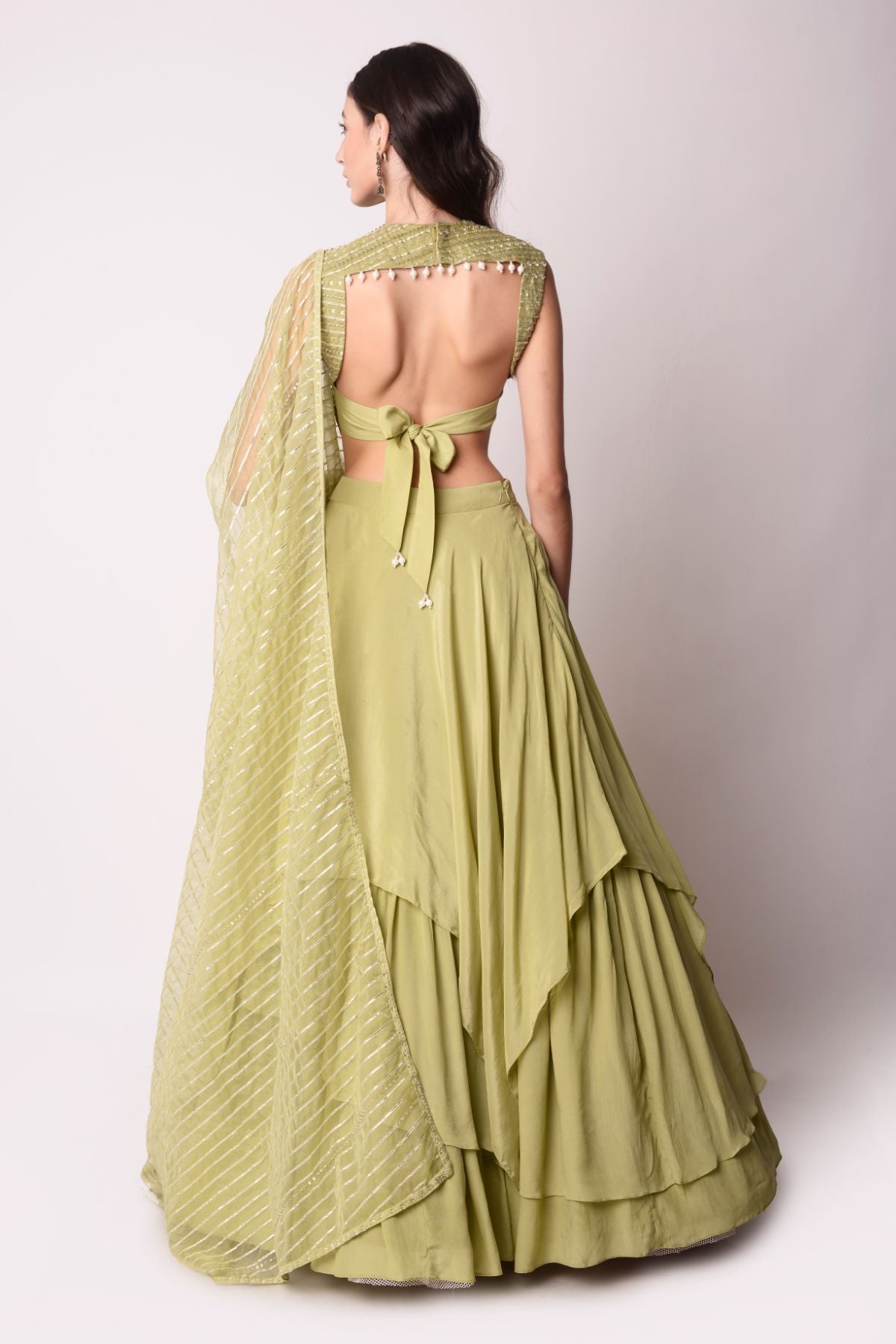 Asymmetrical Layered Lehenga Set