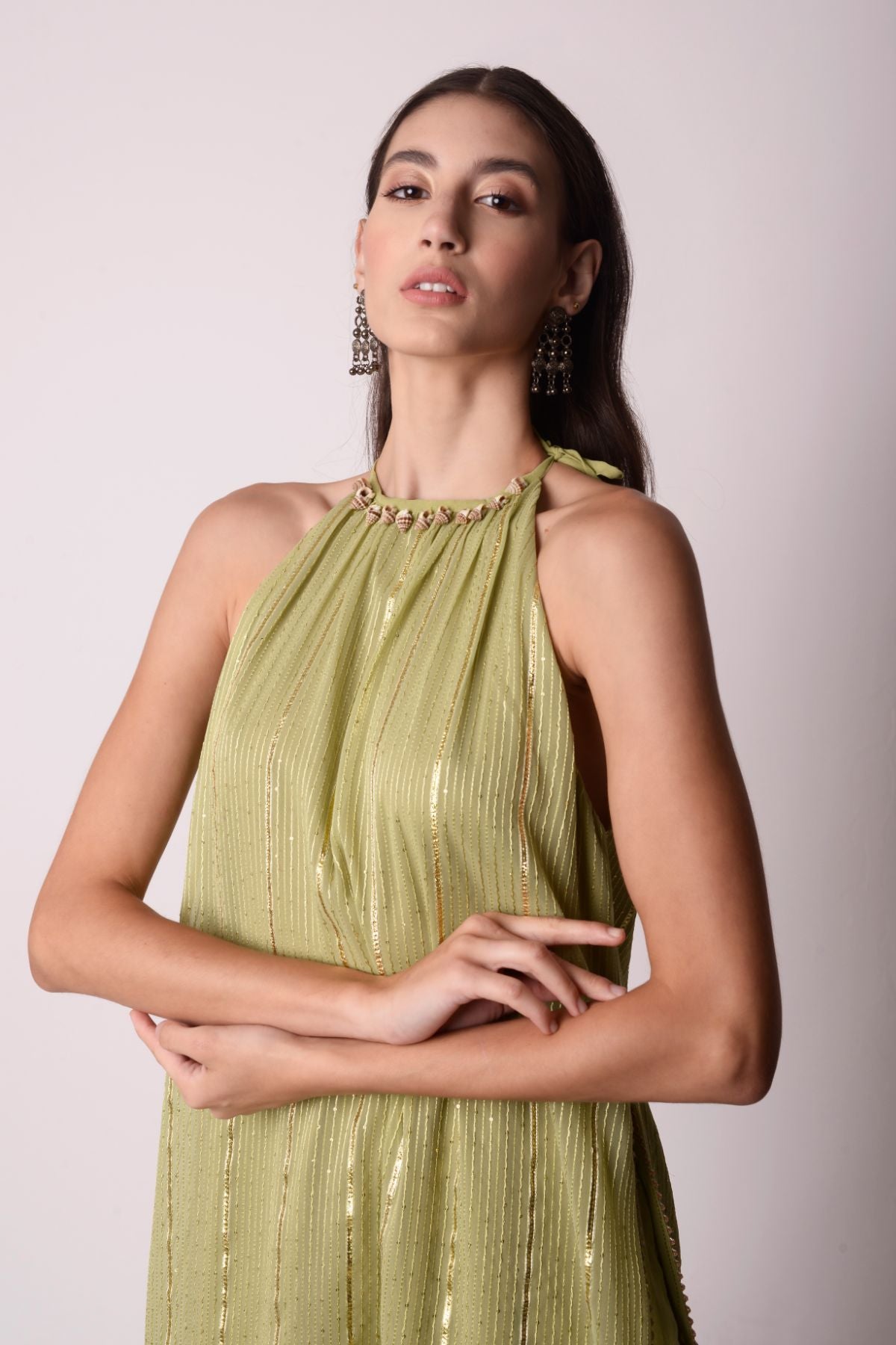 Embroidered Jade Halter Kurta Set