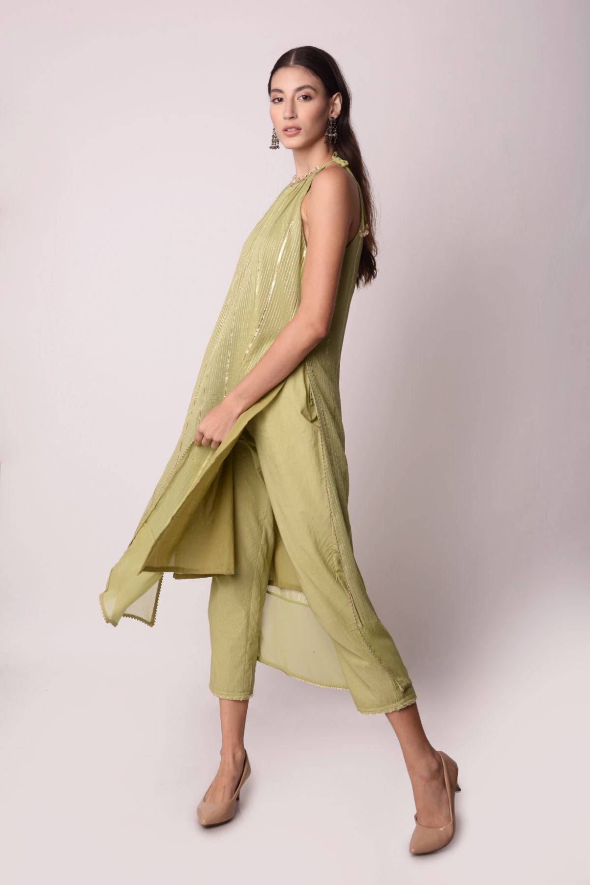 Embroidered Jade Halter Kurta Set