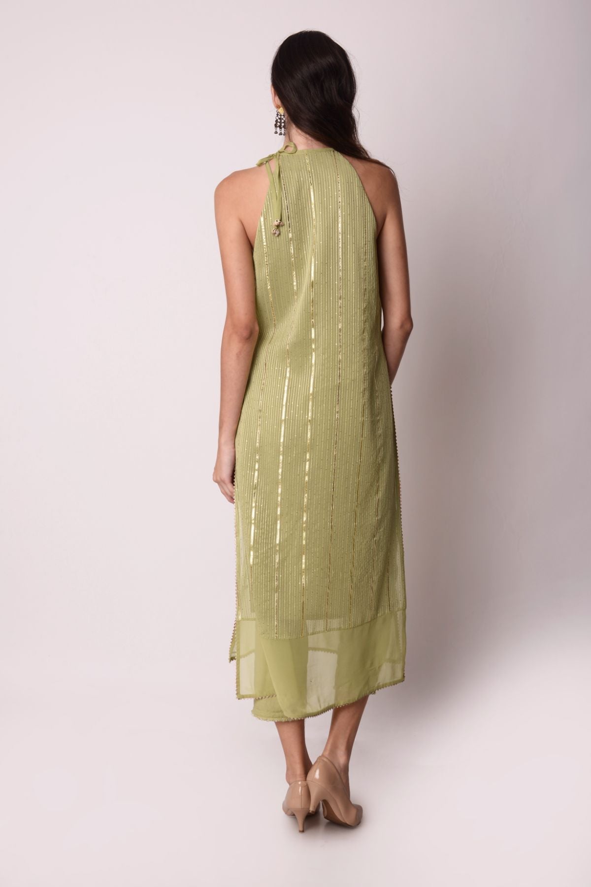 Embroidered Jade Halter Kurta Set