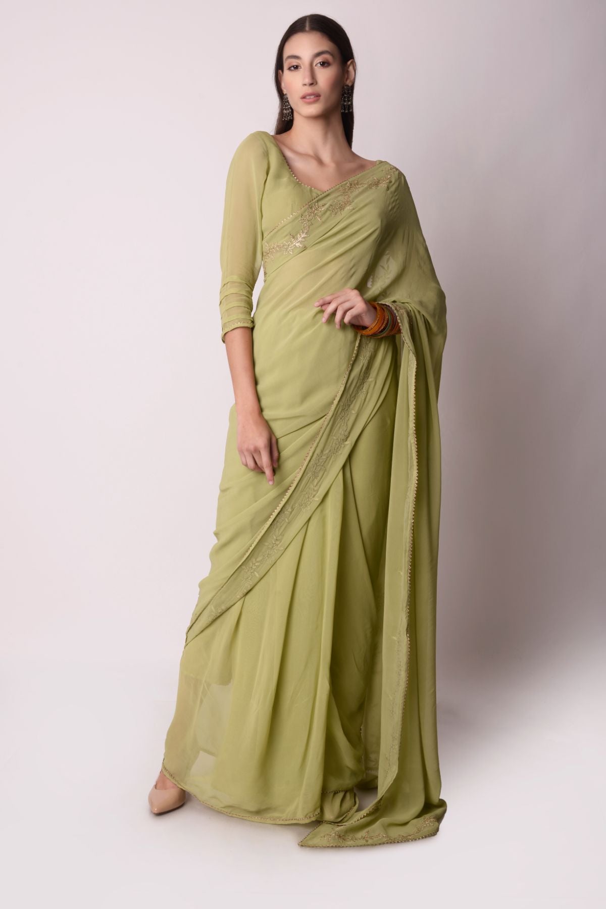 Jade Georgette Saree Set