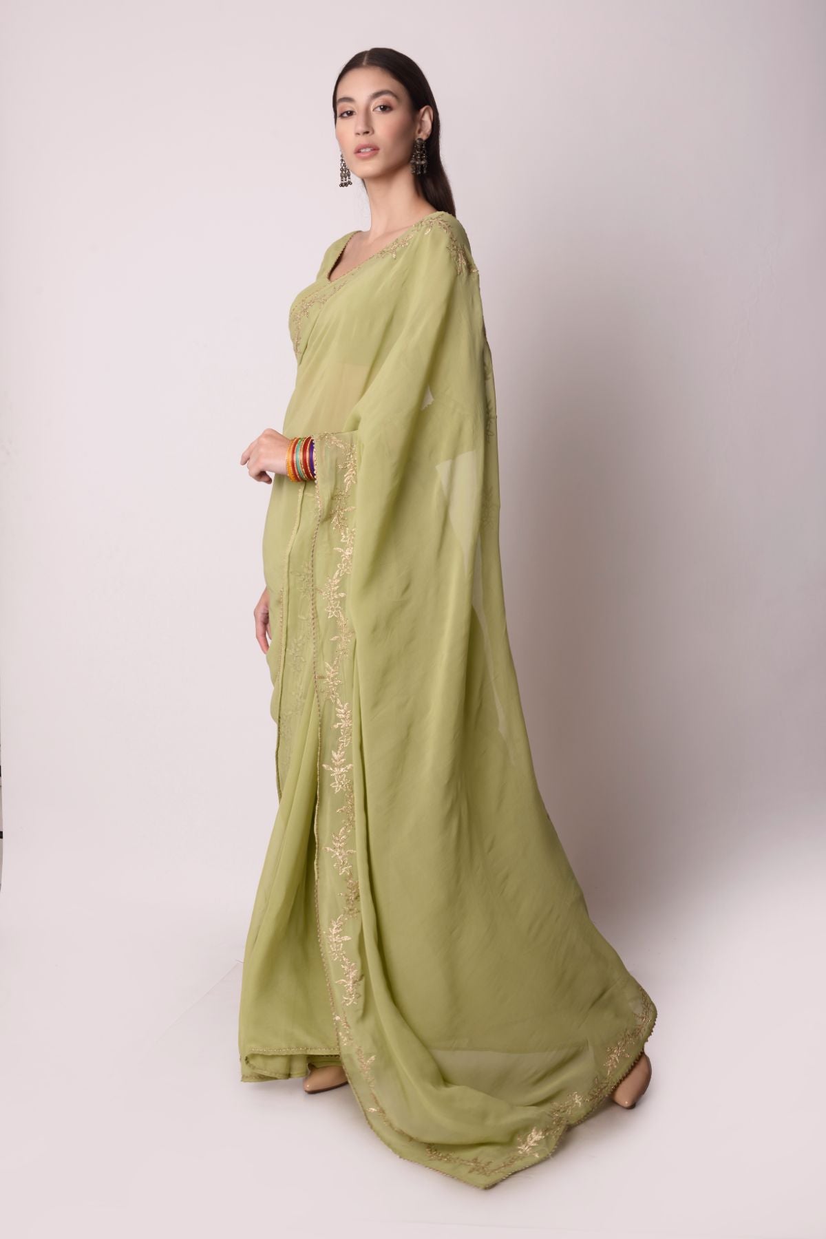 Jade Georgette Saree Set
