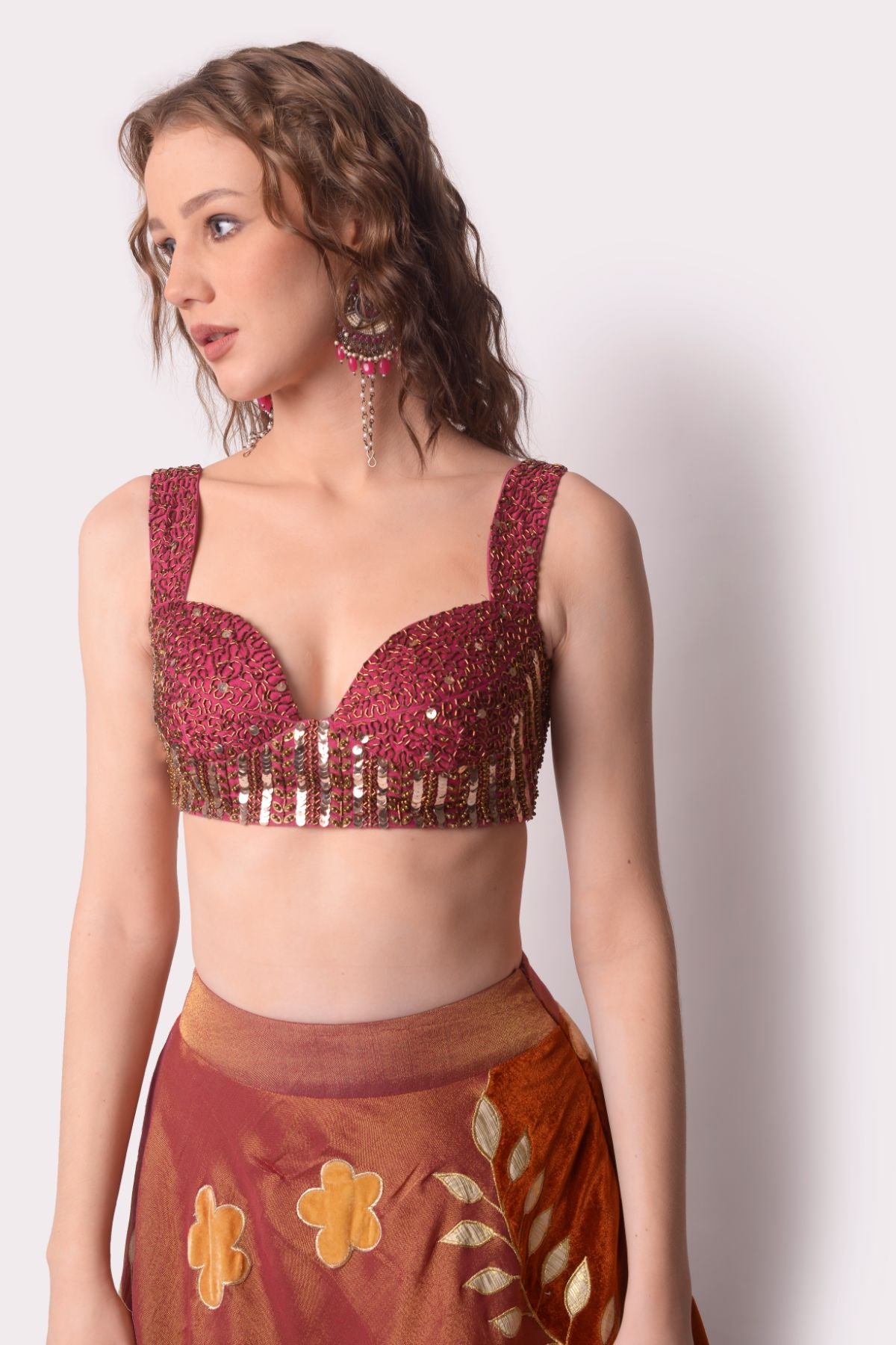 Multicolor Patchwork Tissue Lehenga Set