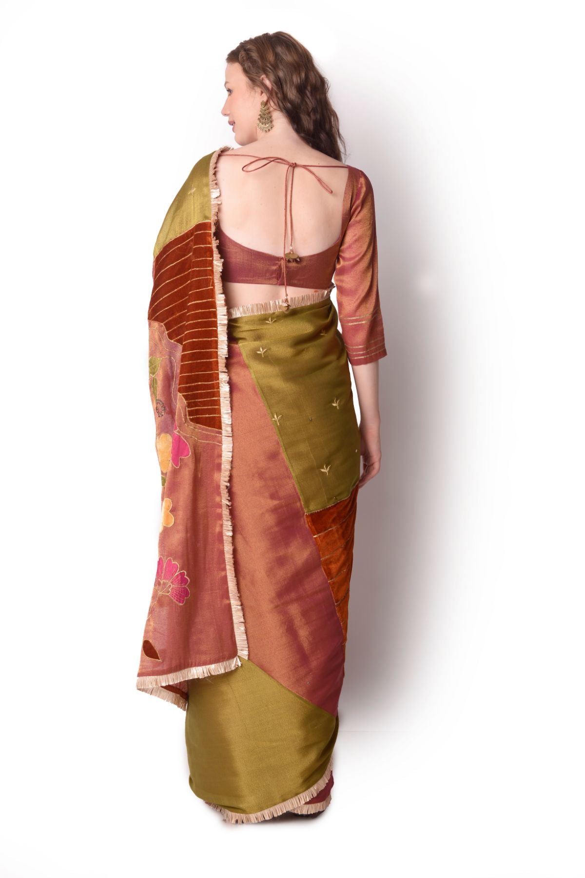 Patchwork Tissue Saree Paired With Blouse