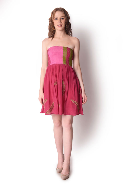 Patchwork Smocking Tube Dress