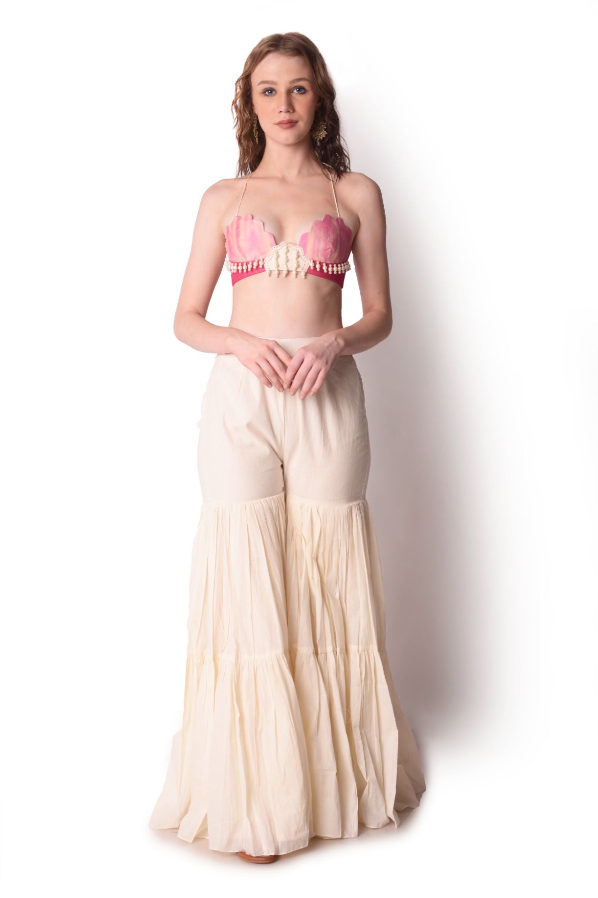 Patchwork Tie-dye Bustier With Sharara Set