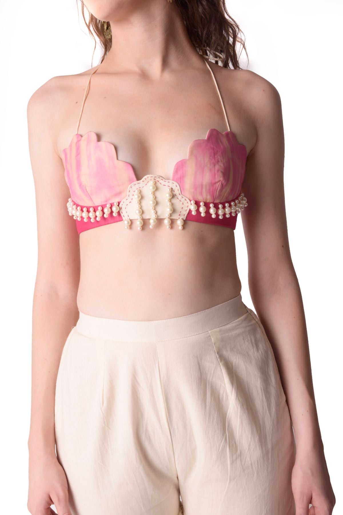 Patchwork Tie-dye Bustier With Sharara Set