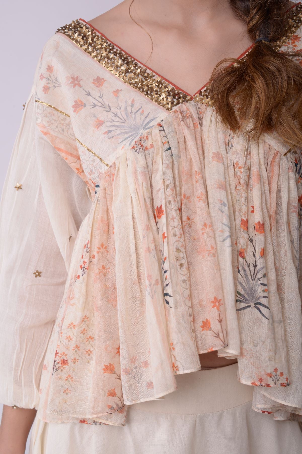 Asymmetrical Layered Skirt With Flared Kaftan Crop Top