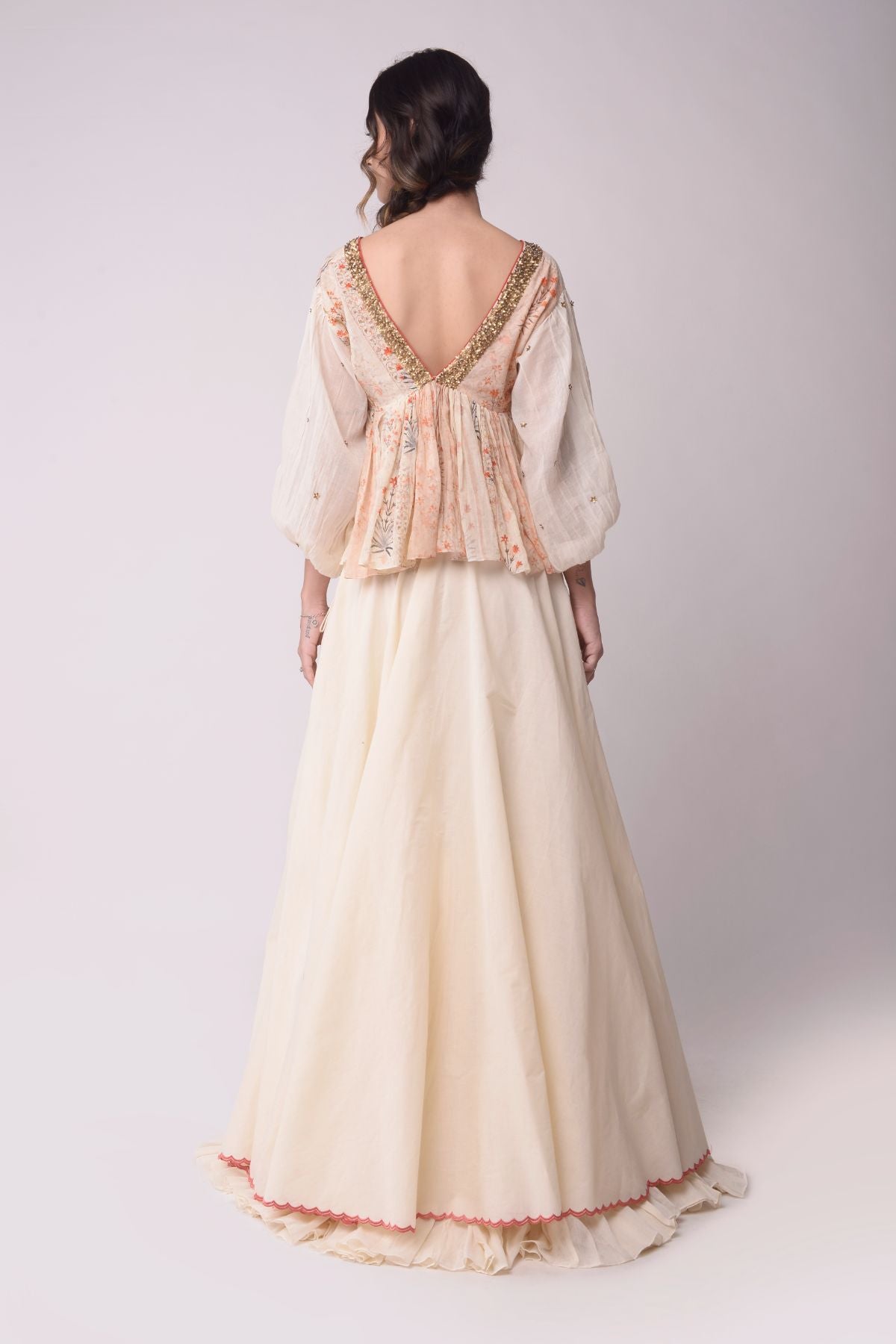 Asymmetrical Layered Skirt With Flared Kaftan Crop Top