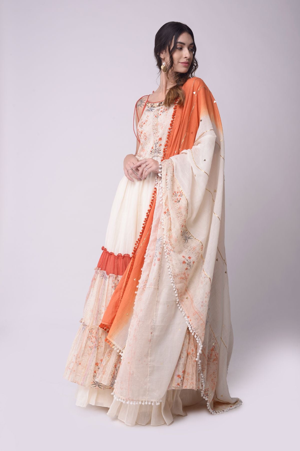 Printed Tiered Kalidaar With Sharara Set