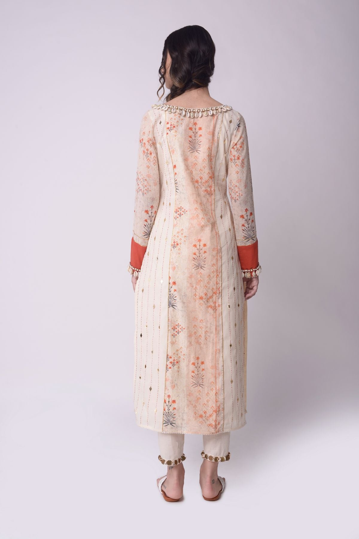Printed Panel Straight Kurta With Cropped Pants And Dupatta.