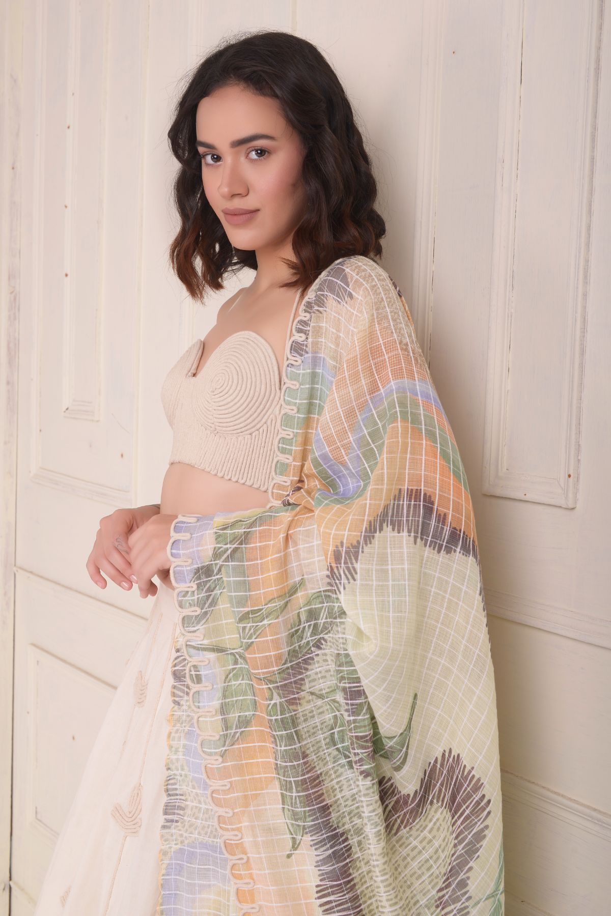 Embroidered lehenga with a dori embellished bustier