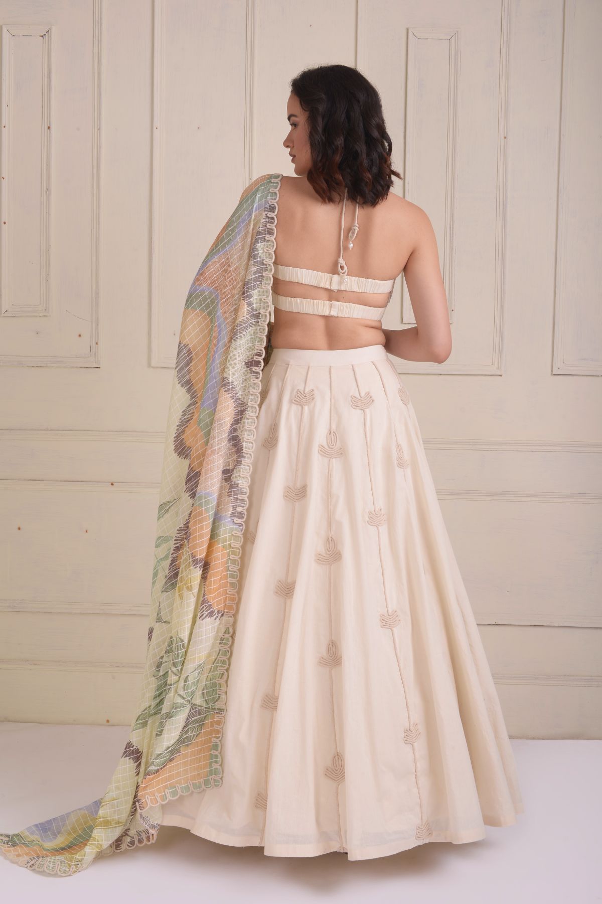 Embroidered lehenga with a dori embellished bustier