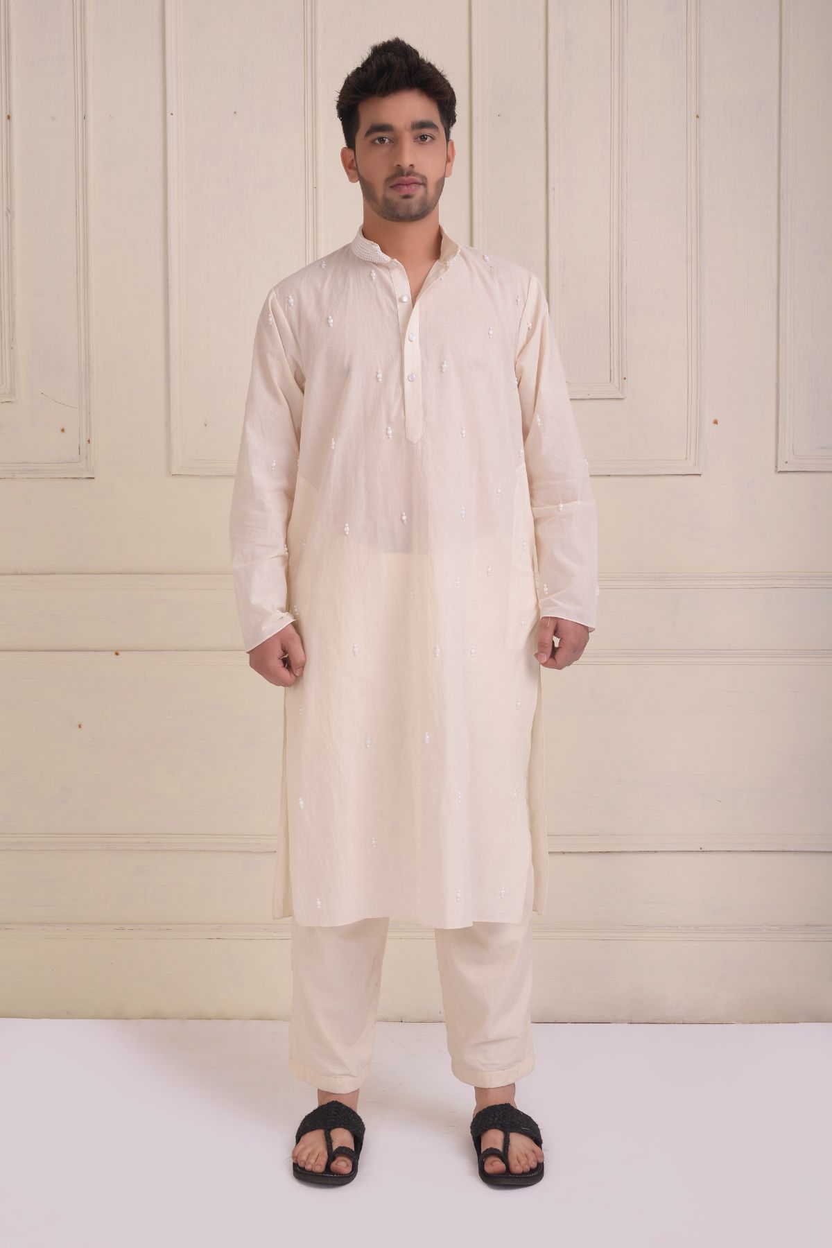 Beadwork kurta with straight pants
