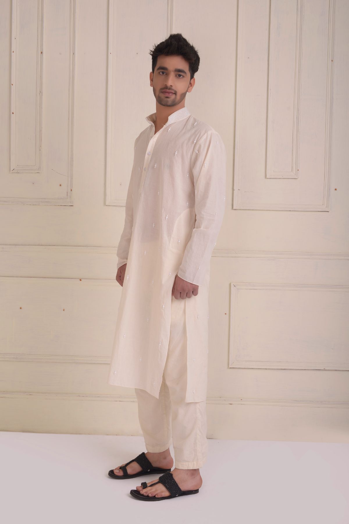 Beadwork kurta with straight pants