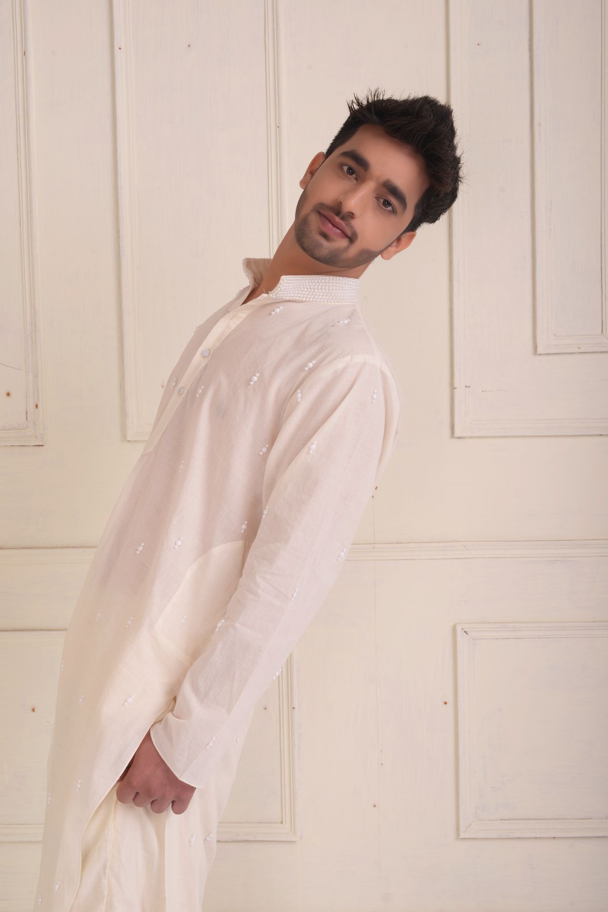 Beadwork kurta with straight pants