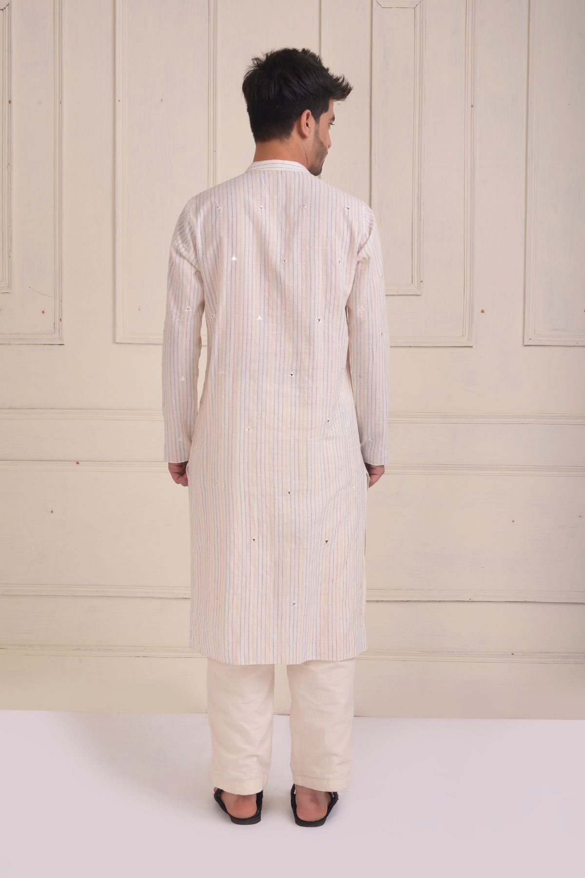 Mirror work kurta with straight pants