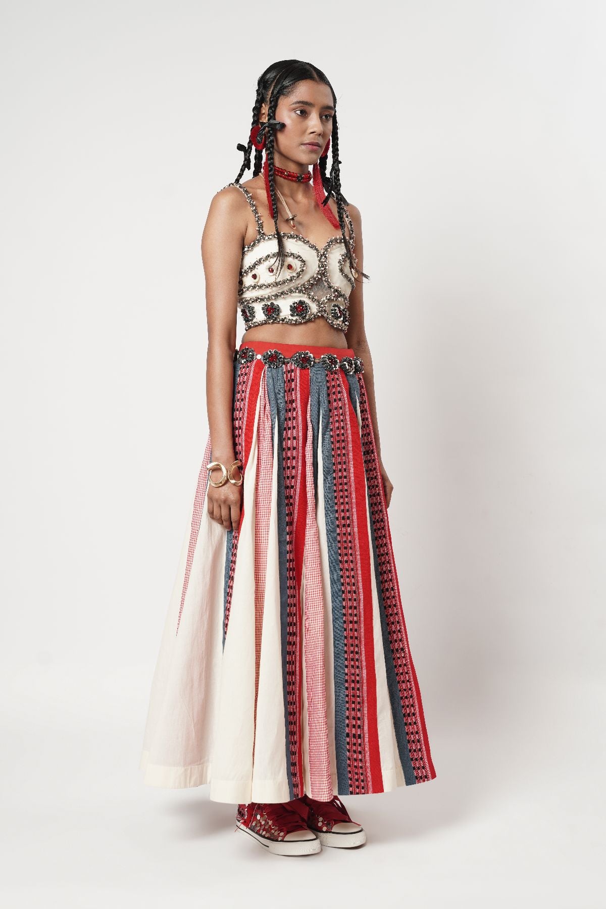 Paneled Naga Ghaghra Set