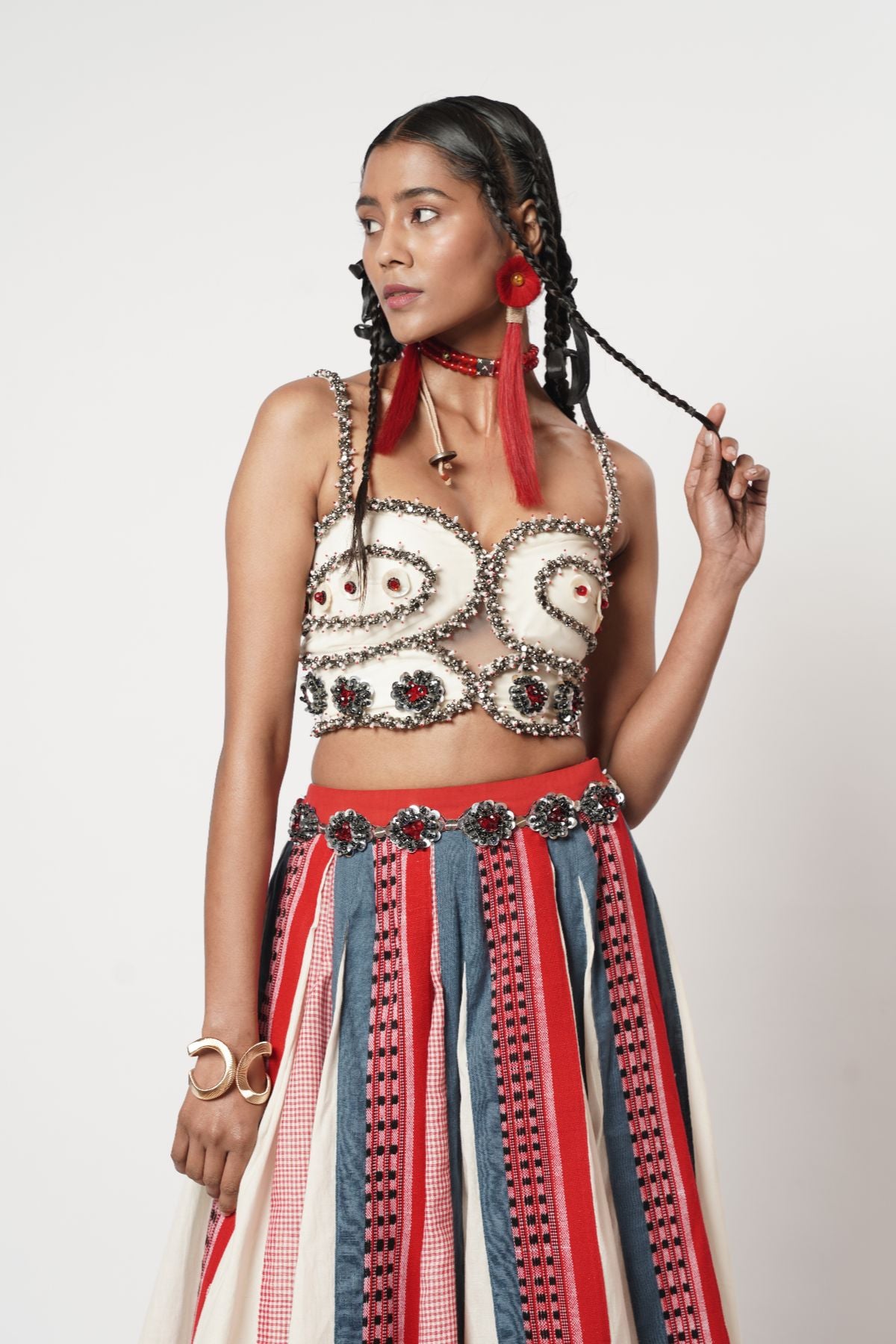 Paneled Naga Ghaghra Set