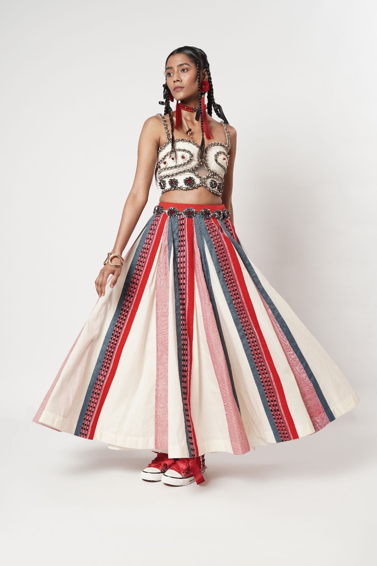 Paneled Naga Ghaghra Set