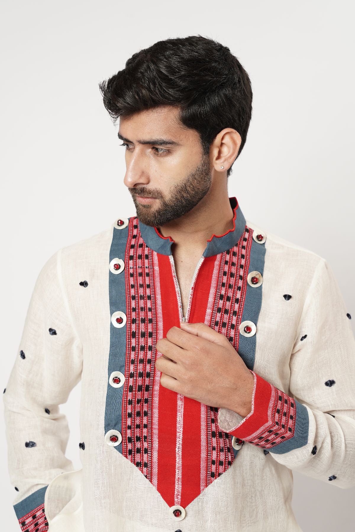 Scalloped Naga Bindi Yoke Kurta Set
