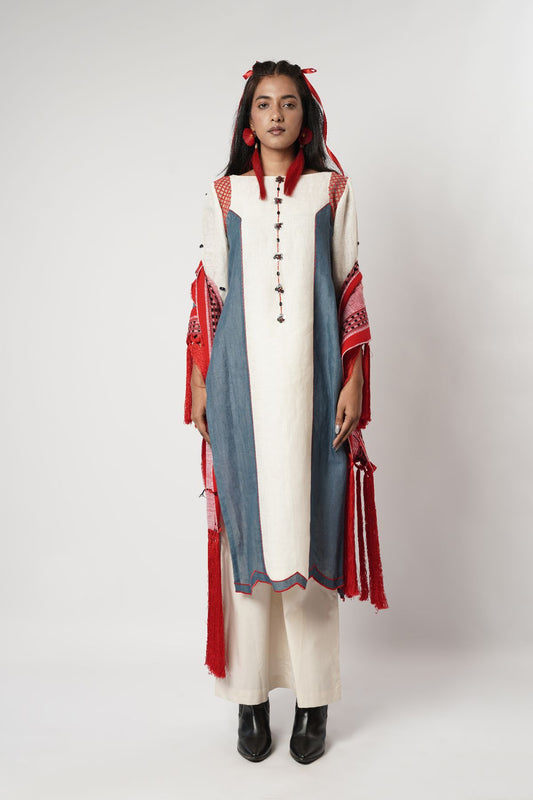 Block Fringe Kurta
