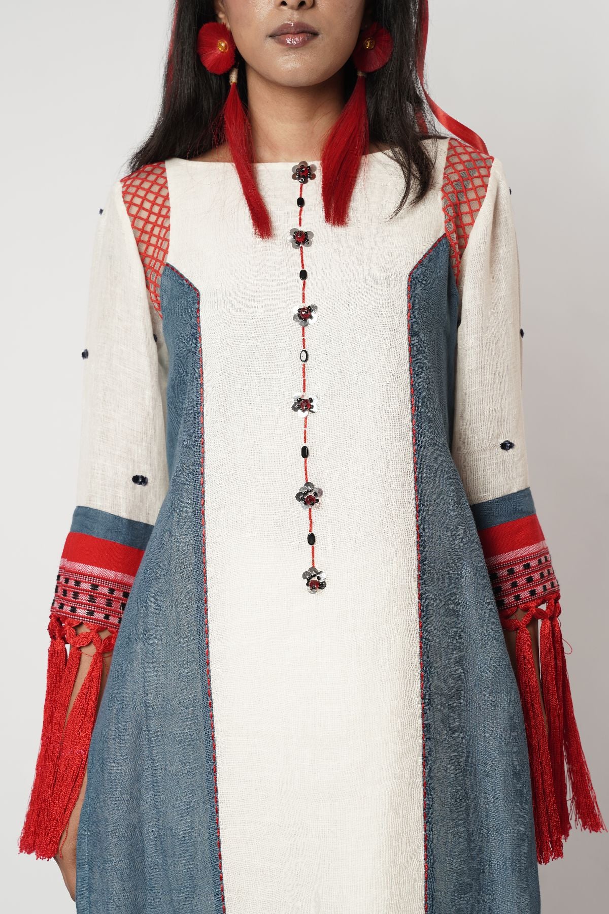 Block Fringe Kurta
