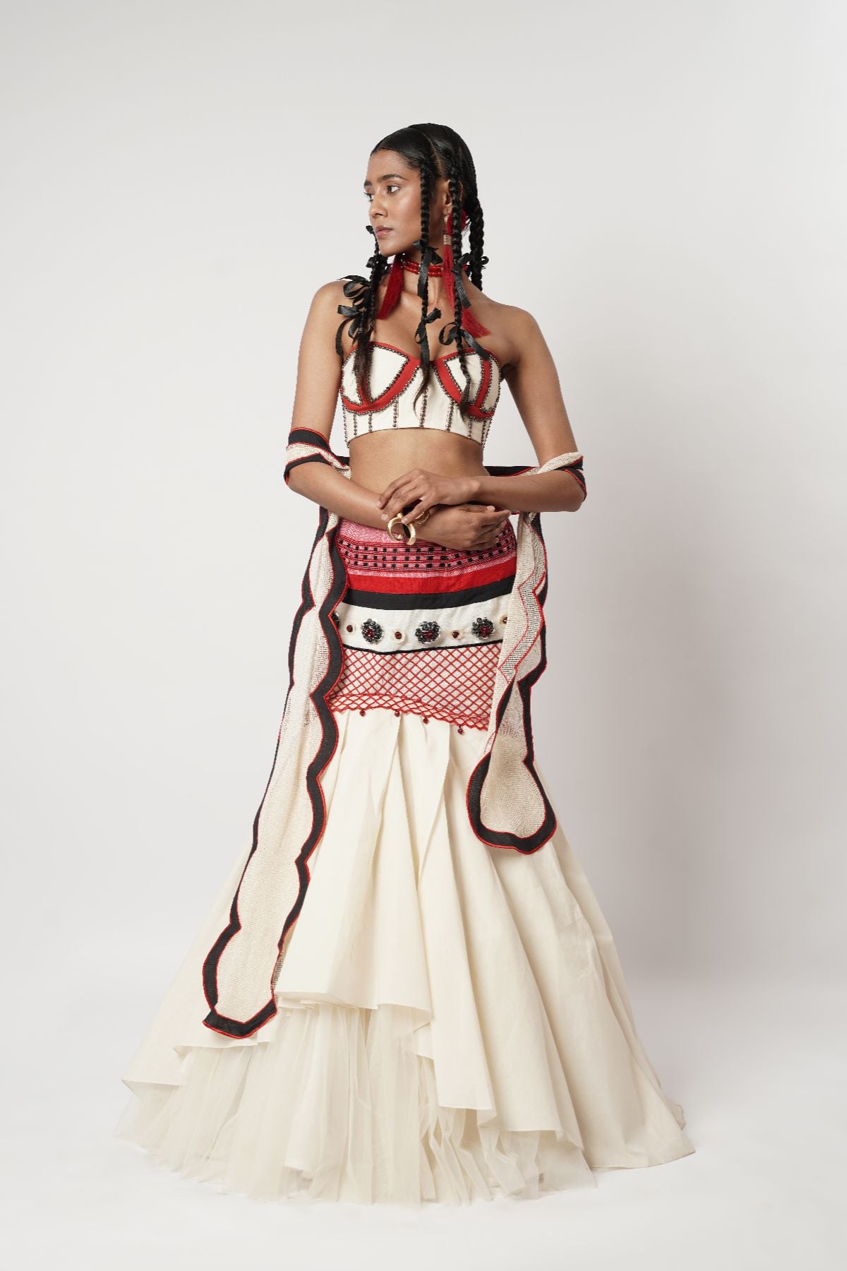 Layered Floret Naga-Fish Skirt