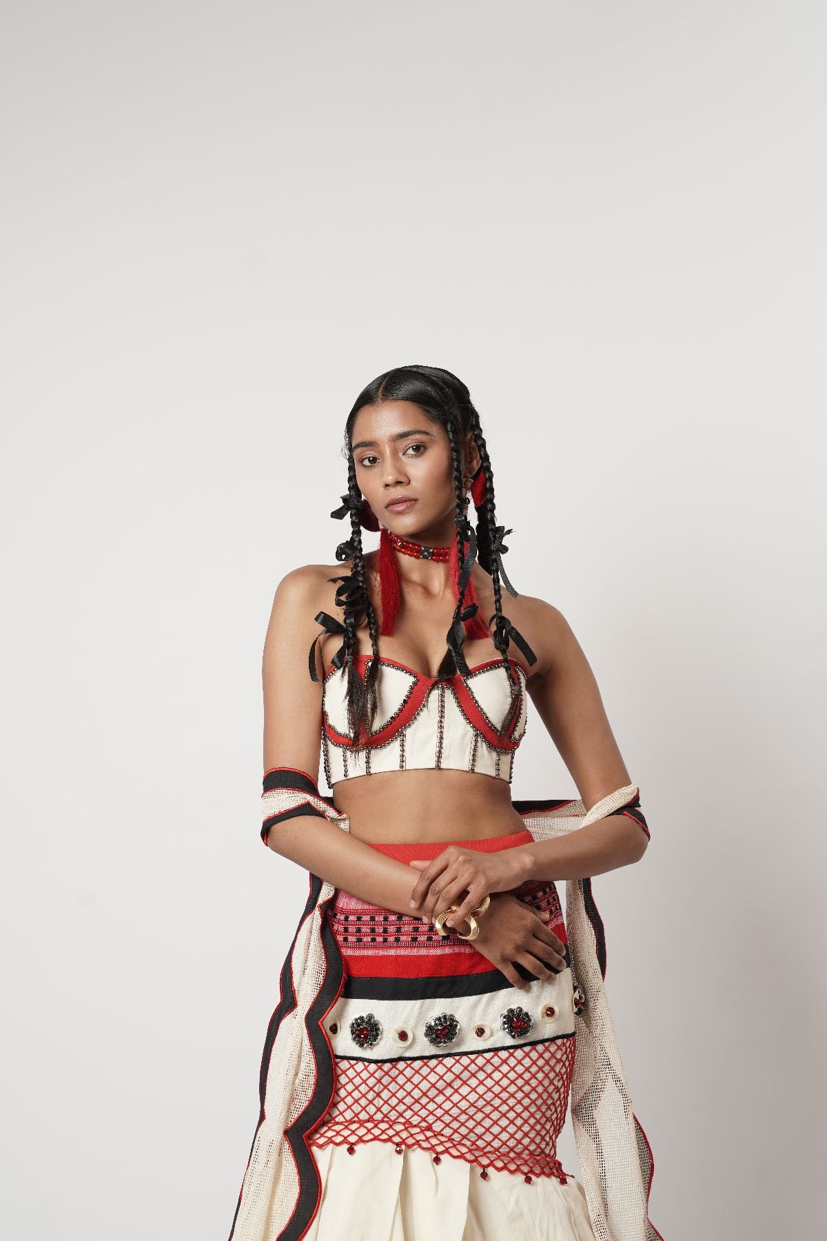 Layered Floret Naga-Fish Skirt