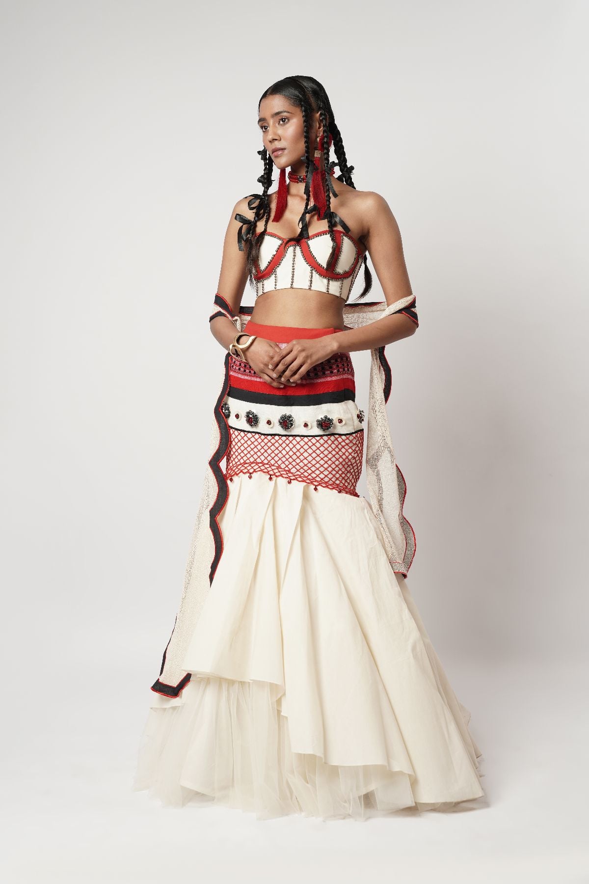 Layered Floret Naga-Fish Skirt