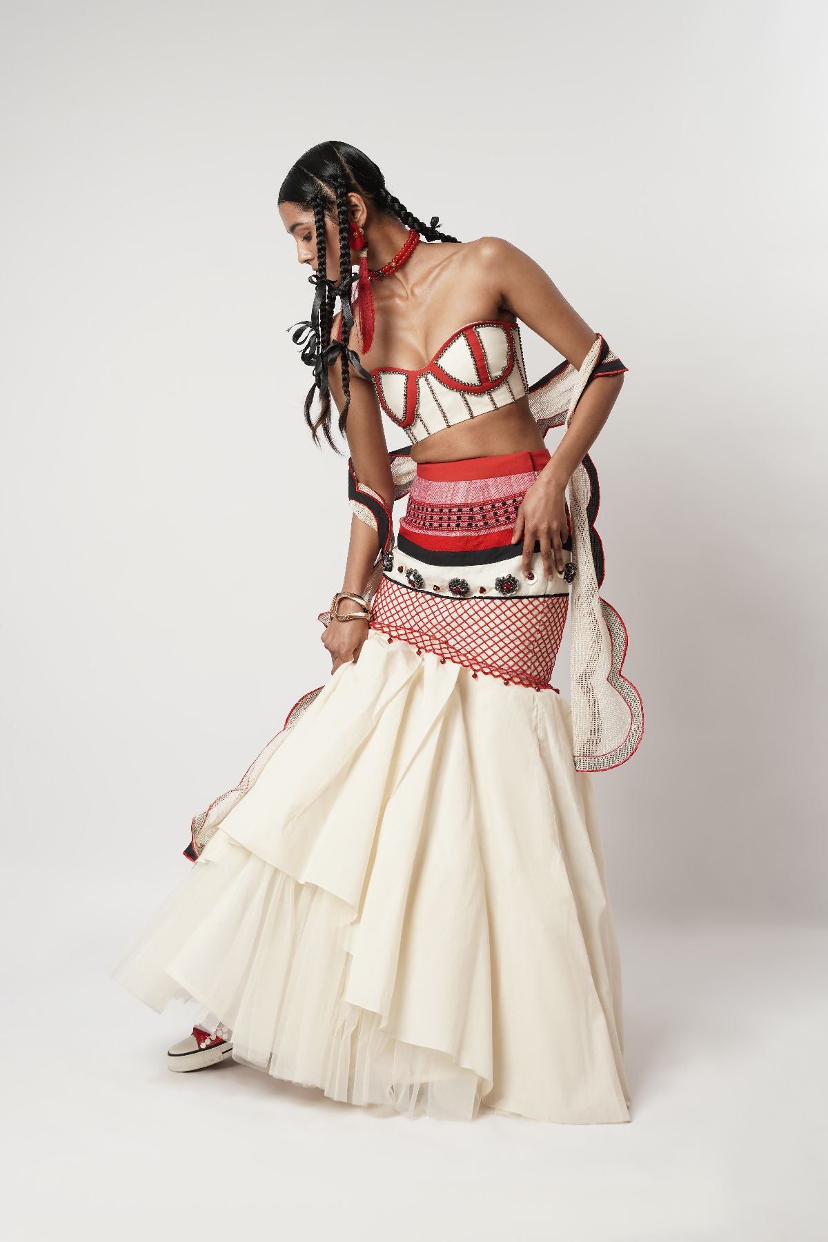 Layered Floret Naga-Fish Skirt