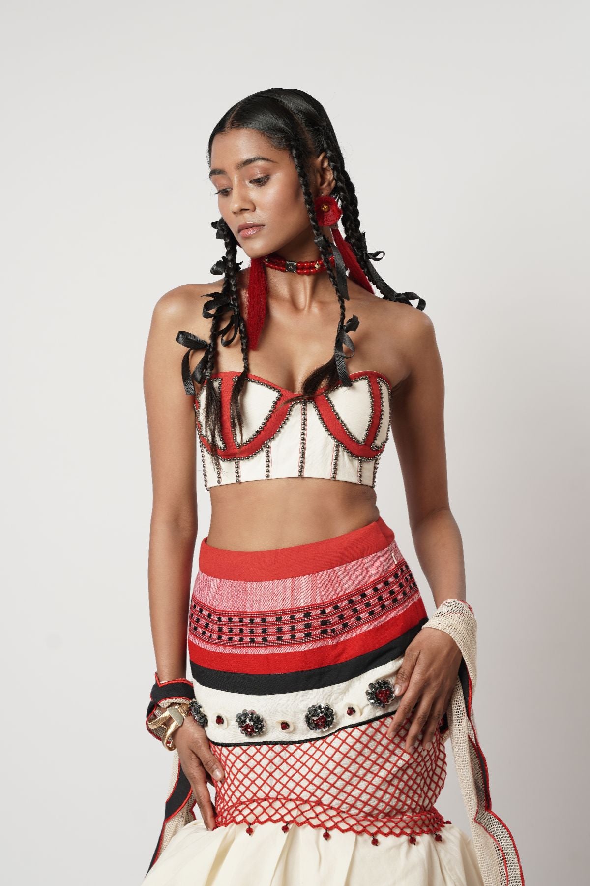 Layered Floret Naga-Fish Skirt