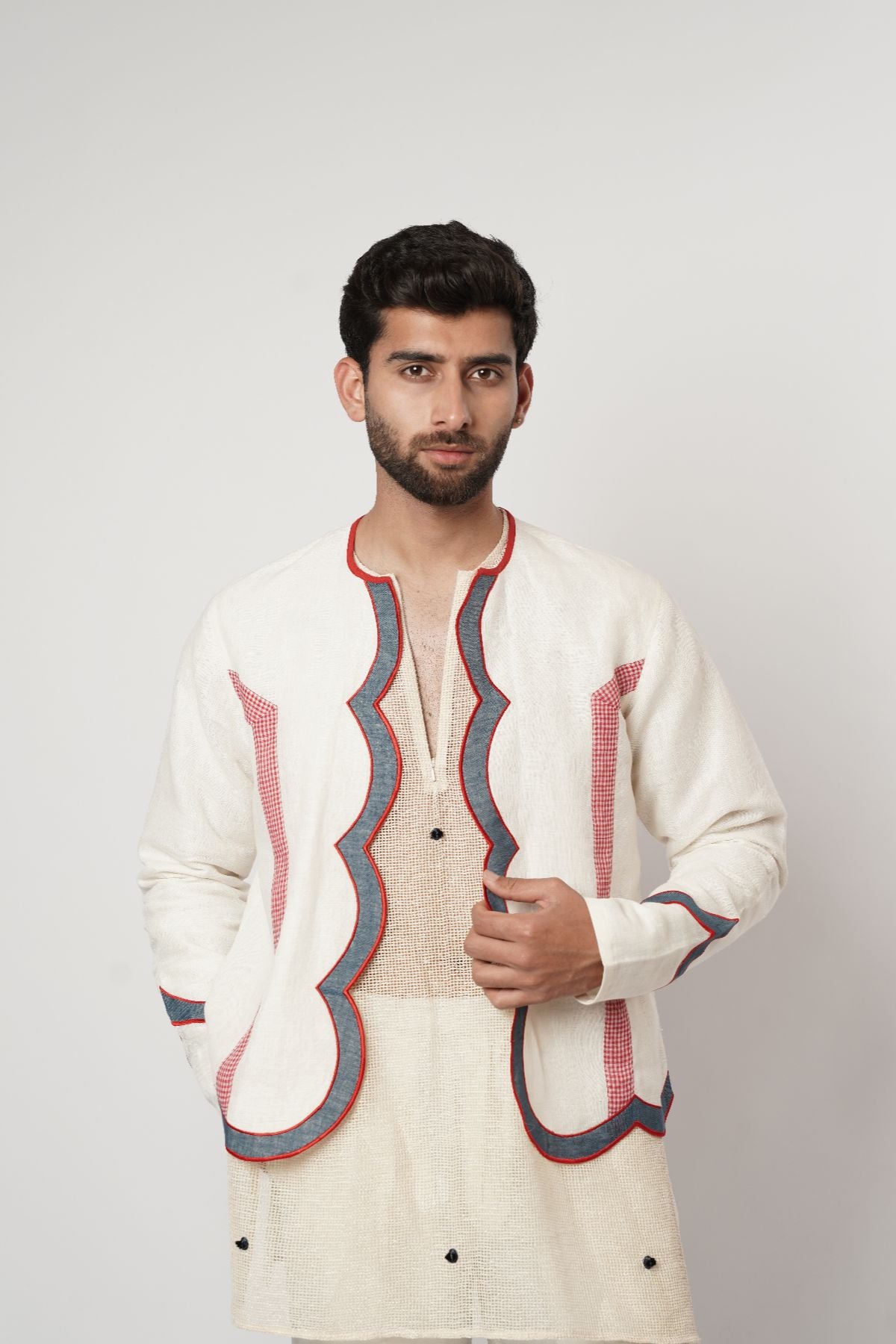 Cerulean Scalloped Overshirt Kurta Set