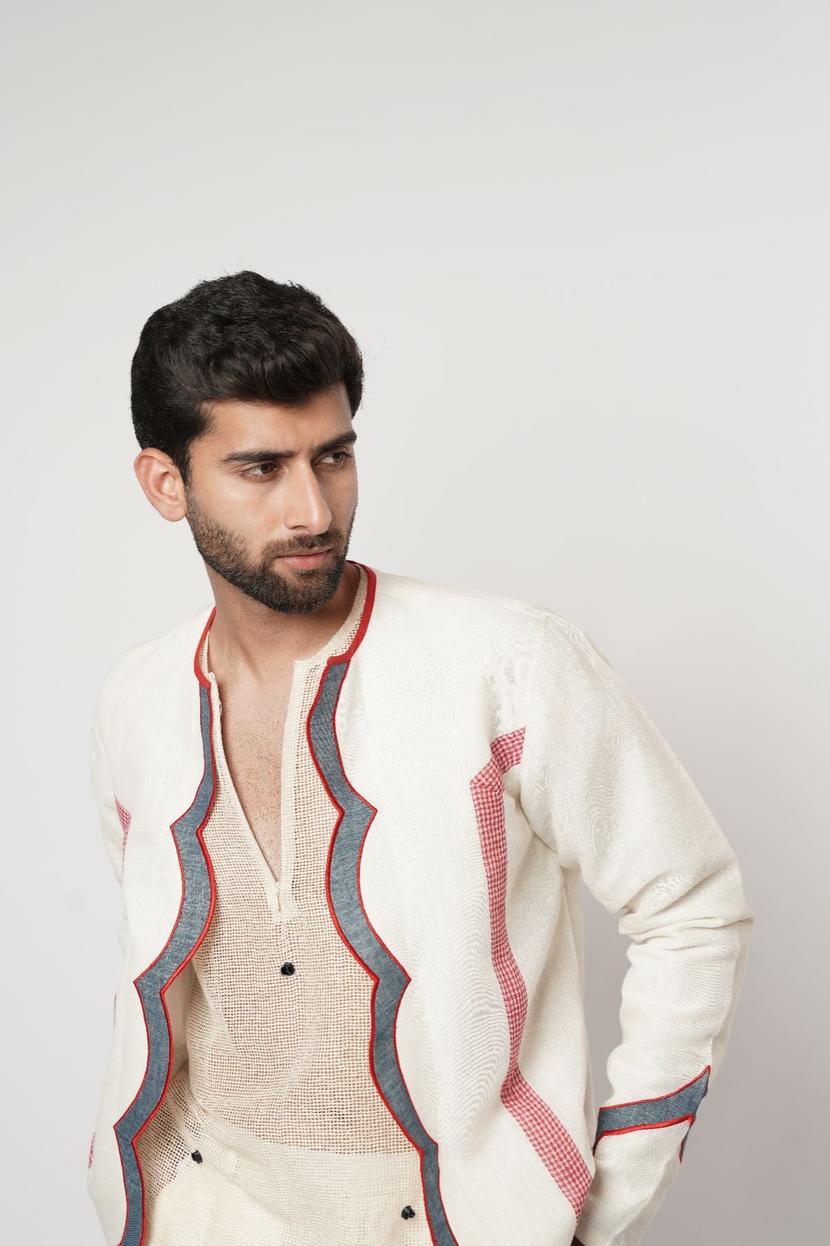 Cerulean Scalloped Overshirt Kurta Set