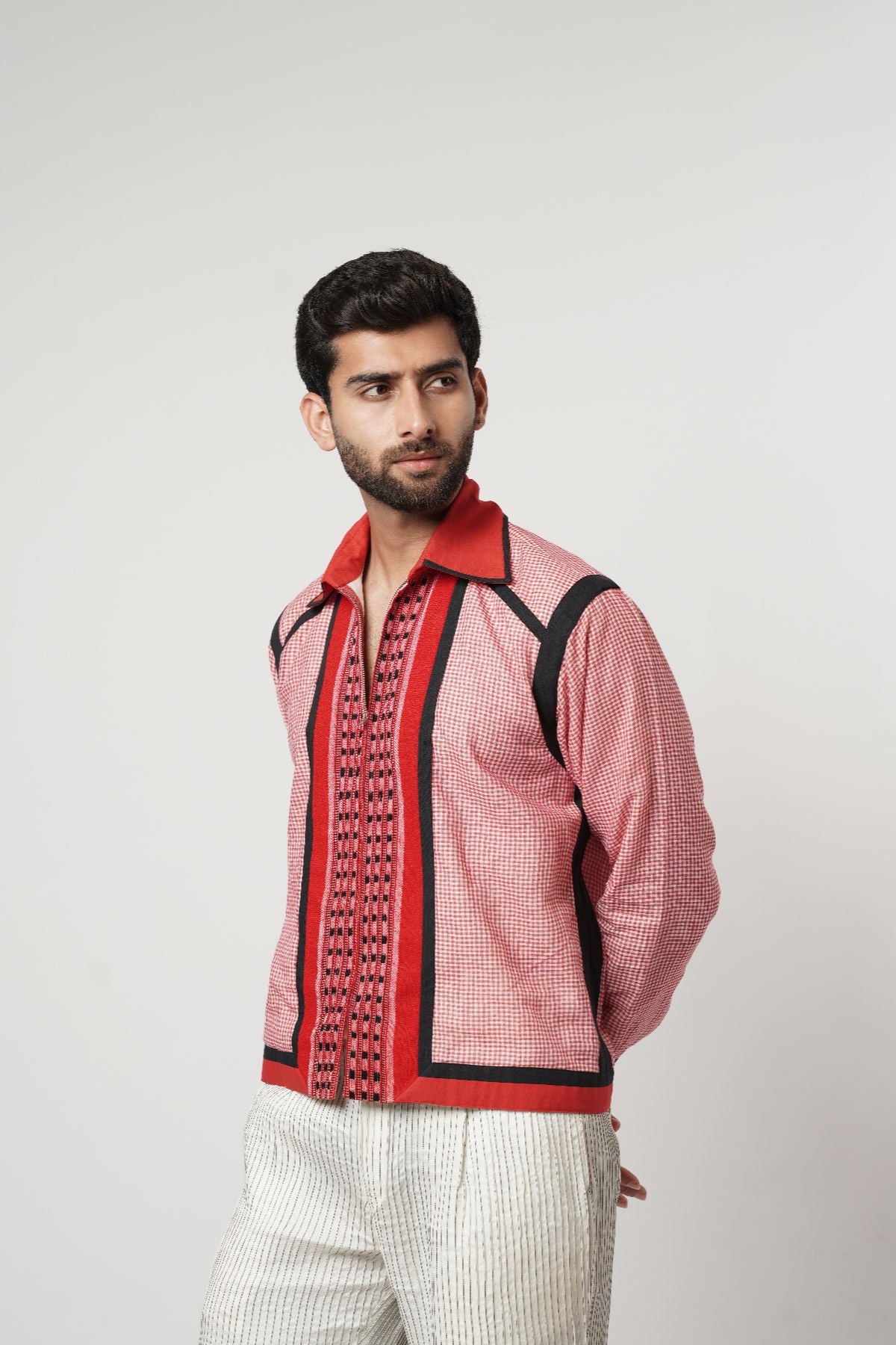 Naga- Gamcha Block Bomber Shacket Set