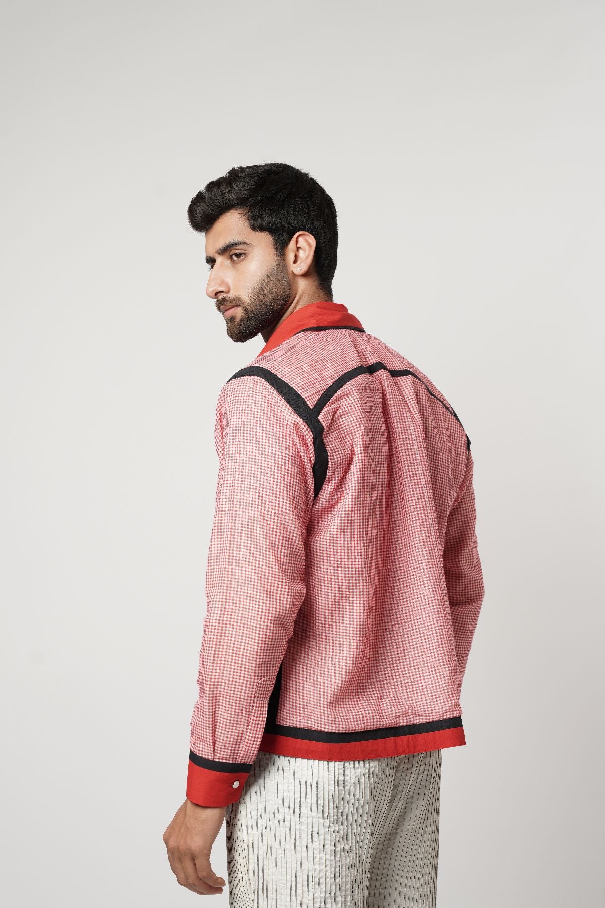 Naga- Gamcha Block Bomber Shacket Set