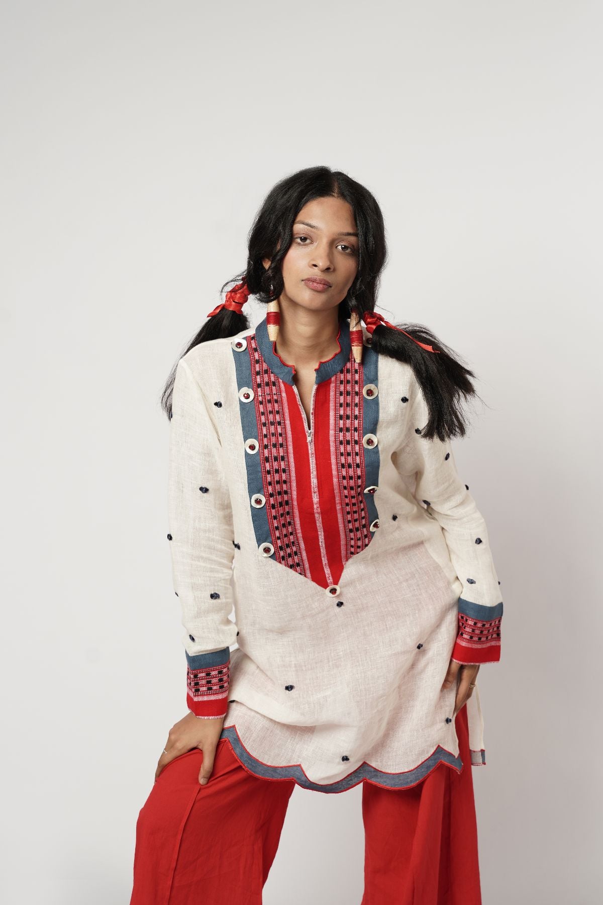 Naga-Yoke Dot Kurta Set