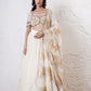 Ruffled Lehenga with Embroidered Blouse and Foil Dupatta