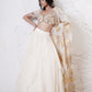 Ruffled Lehenga with Embroidered Blouse and Foil Dupatta