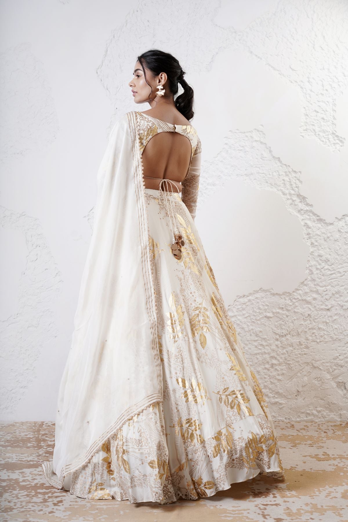 Foil Circular Lehenga with Embroidered Blouse and Dupatta