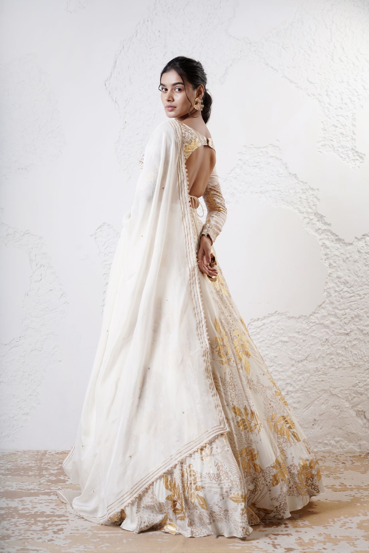 Foil Circular Lehenga with Embroidered Blouse and Dupatta