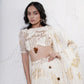 Foil Scarf Lehenga with Embroidered Blouse and Foil Dupatta