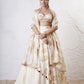 Layered Leaf Asymmetric Lehenga with Foil Choli and Foil Dupatta