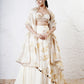 Layered Leaf Asymmetric Lehenga with Foil Choli and Foil Dupatta