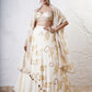 Layered Leaf Asymmetric Lehenga with Foil Choli and Foil Dupatta