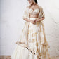 Layered Leaf Asymmetric Lehenga with Foil Choli and Foil Dupatta