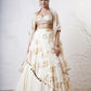 Layered Leaf Asymmetric Lehenga with Foil Choli and Foil Dupatta